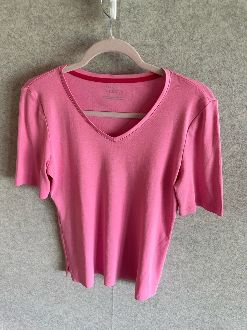 Talbots Women's Pink V-Neck Short Sleeve Top